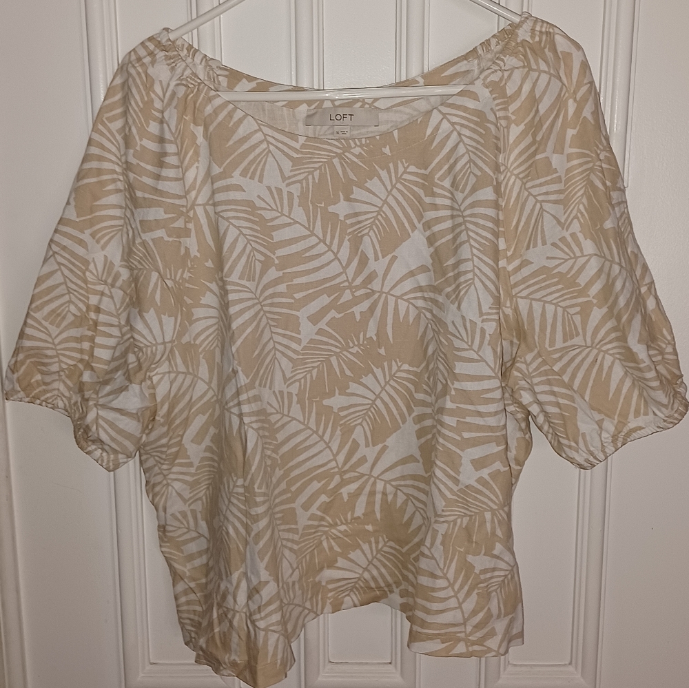 LOFT Xtra  LARGE PUFF SLEEVE PRINT Blouse Shirt TOP